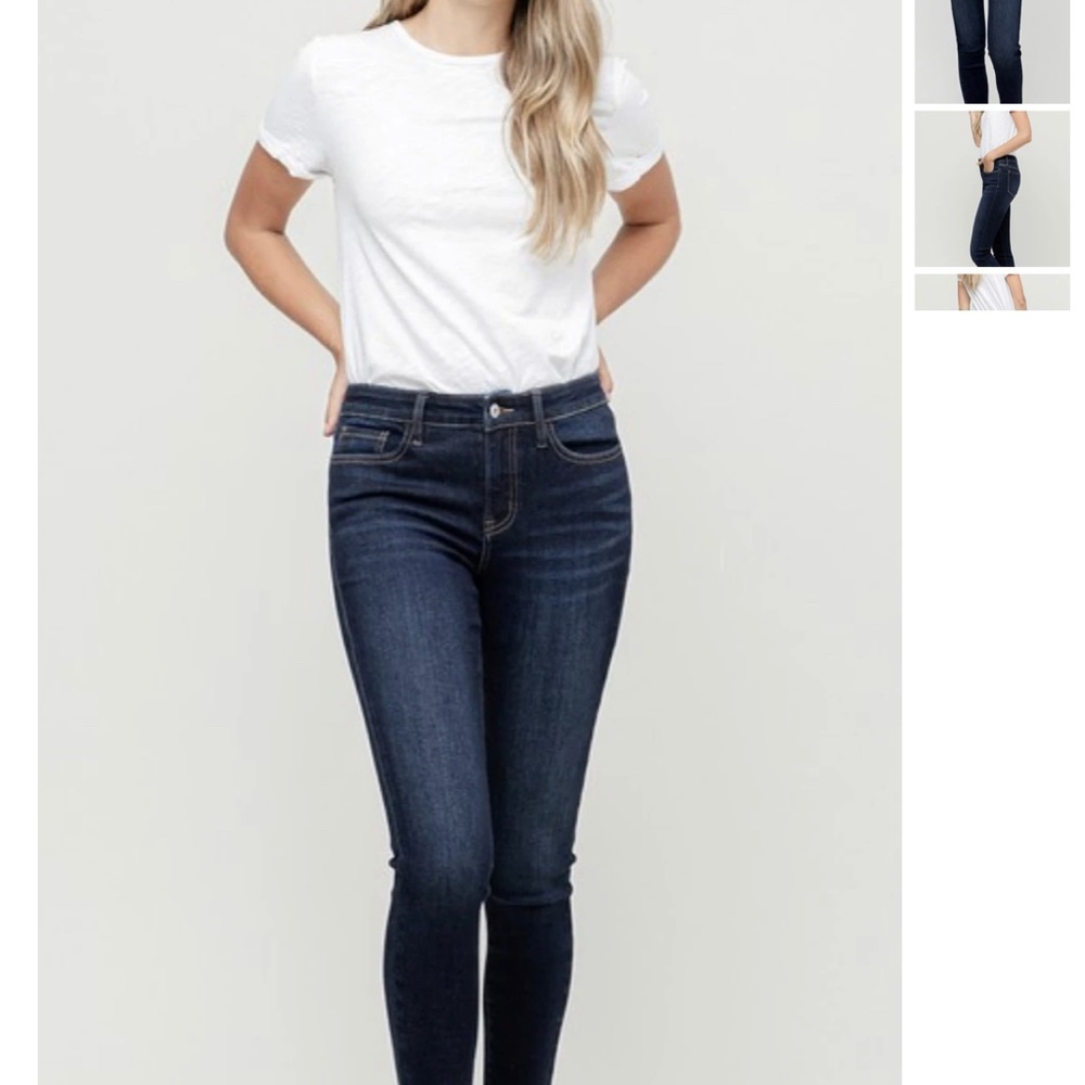 Vervet High Waist Skinny Jeans - dark denim - Picture 2 of 5
